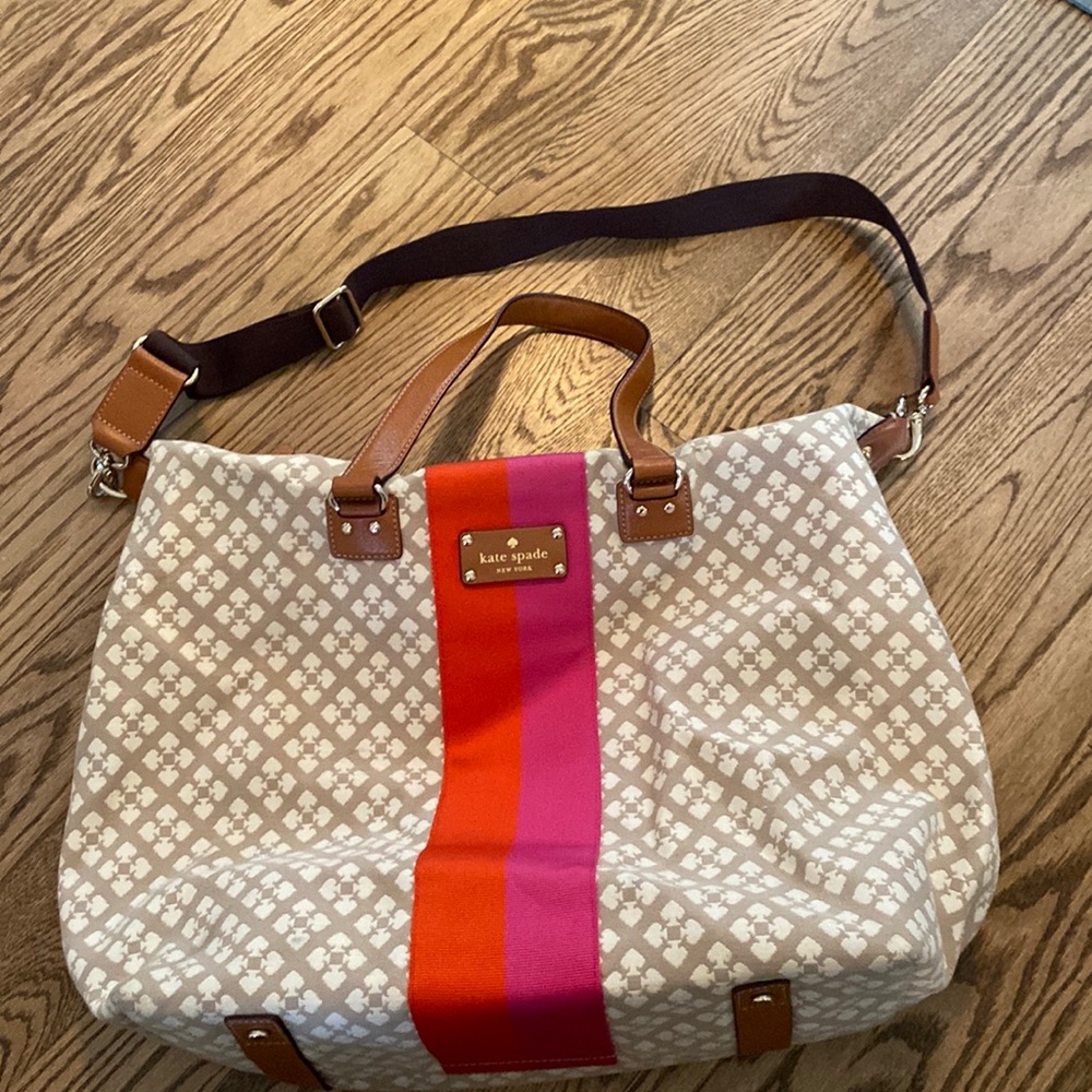Kate Spade Large Tote with Signature Pattern in Tan